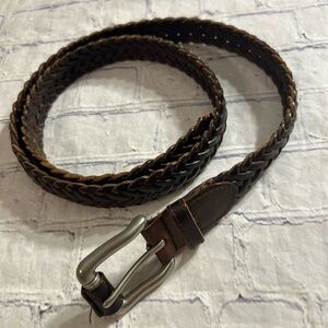 STRUCTURE GENUINE LEATHER BROWN BRAIDED WOVEN MENS BELT SIZE 36